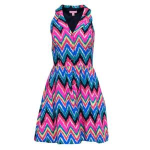Lilly Pulitzer Kirkland Heart Collared Dress V-neck Pockets A-Line Womens 6 Y2K